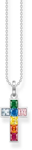 Collana con Croce Colorata - 925 Argento Sterling