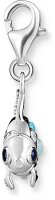 Charm a Forma di Pesce con Pietre Blu - 925 Argento Sterling