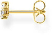 Orecchino Singolo con Pietre Bianche - 750 Oro Giallo Placcato