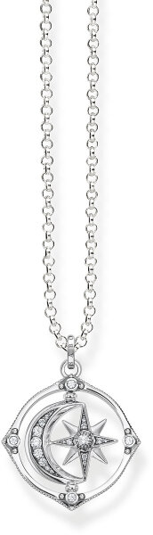 Collana Bussola Luna-Stella - 925 Argento Sterling, Ossidato