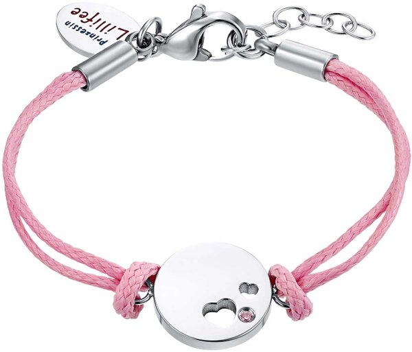 Prinzessin Lillifee 2034000 Bracciale in tessuto con cuori in acciaio inossidabile