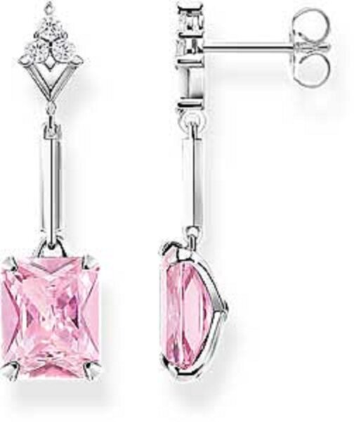 Orecchini pendenti con pietre rosa - 925 Argento Sterling
