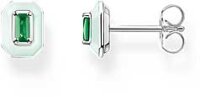 Orecchini a perno con pietra verde in 3D - 925 Argento...