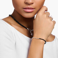 Bracciale charm con perline e maglie - 925 Argento Sterling
