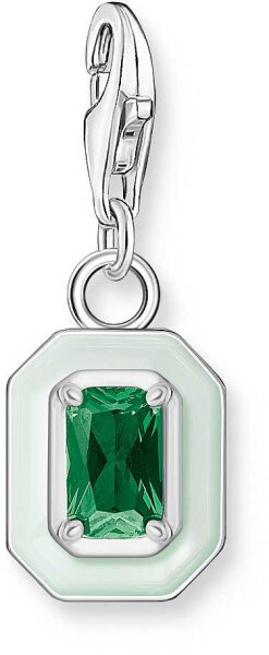 Charm pendente pietra verde 3D - 925 Argento Sterling