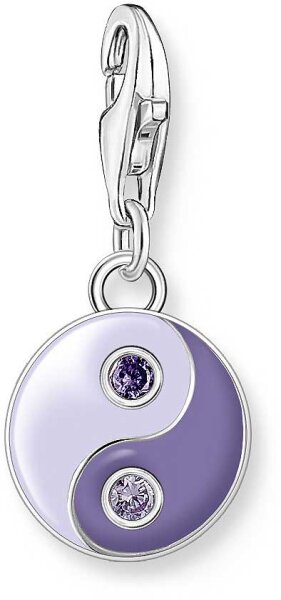 Charm pendente Yin & Yang 3D con pietre - 925 Argento Sterling