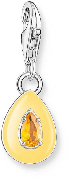 Charm pendente goccia 3D con pietra - 925 Argento Sterling