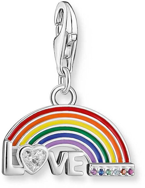 Charm pendente arcobaleno 3D colorato - 925 Argento Sterling