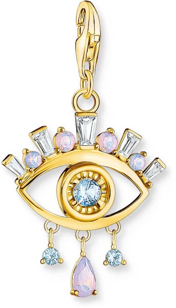 Charm pendente occhio 3D blu - Placcatura in oro giallo 750
