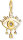 Charm pendente occhio 3D blu - Placcatura in oro giallo 750