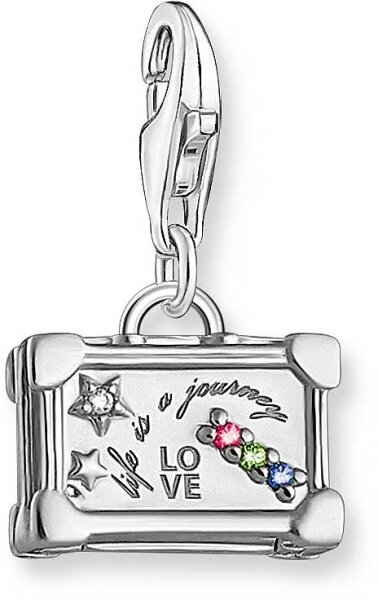 Charm pendente valigia vintage 3D - 925 Argento Sterling