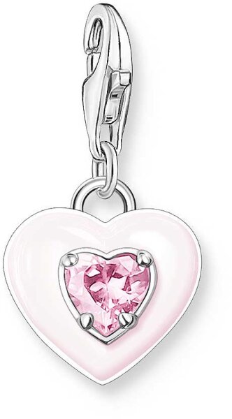Charm pendente cuore 3D rosa - 925 Argento Sterling