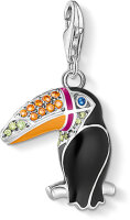 Charm pendente tucano 3D con pietre colorate - 925 Argento Sterling