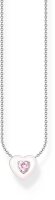 Collana con pendente cuore 3D e pietra rosa - 925 Argento...