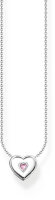 Collana con pendente cuore 3D e pietra rosa - 925 Argento Sterling