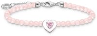Bracciale con perline di quarzo rosa e pendente cuore