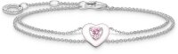 Bracciale sottile e doppio con pendente a cuore - 925...