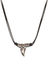 Collana in pelle con perline e pendente dente - s.Oliver...