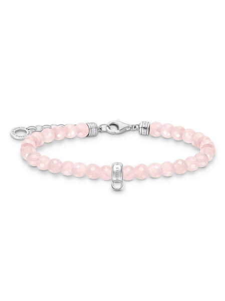 Bracciale con charm e perline di quarzo rosa - Thomas Sabo Modello: A2097-034-9