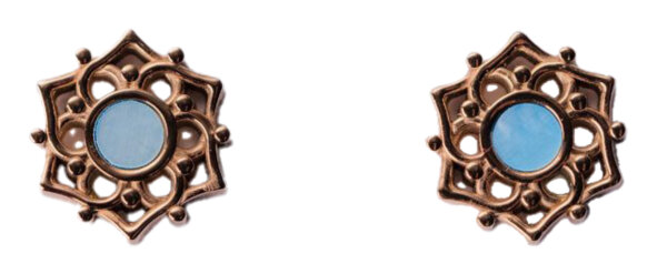 Composition Ohrringe mit blauem Perlmutt - Holzkern Modell: Jewelry