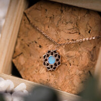 Composition Halskette mit blauem Perlmutt Anhänger -...