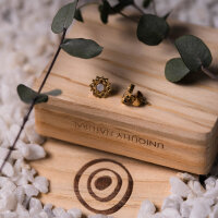 Composition Ohrringe mit weißem Perlmutt - Holzkern Modell: Jewelry