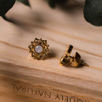 Composition Ohrringe mit weißem Perlmutt - Holzkern Modell: Jewelry