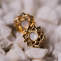 Composition Ohrringe mit weißem Perlmutt - Holzkern Modell: Jewelry