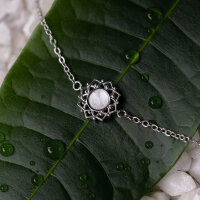 Composition Armband mit weißem Perlmutt Anhänger - Holzkern Modell: Jewelry