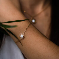 Composition Armband mit weißem Perlmutt Anhänger - Holzkern Modell: Jewelry