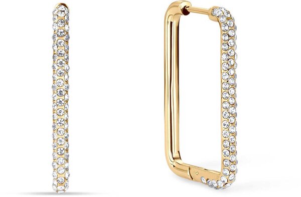 Eckige Kreolen aus Edelstahl mit Steinchen - Bering Jewelry Modell: 733-27-05