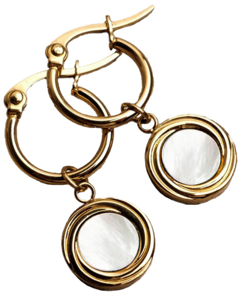 Zendala Ohrhänger mit rundem Anhänger - Holzkern Modell: Jewelry