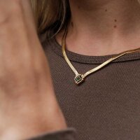 Collana Awakening (Marmo/Oro) - Collana a catena a serpente con pendente squadrato - Holzkern Modello: Jewelry