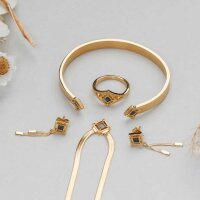 Collana Awakening (Marmo/Oro) - Collana a catena a serpente con pendente squadrato - Holzkern Modello: Jewelry