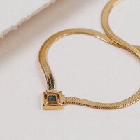 Collana Awakening (Marmo/Oro) - Collana a catena a serpente con pendente squadrato - Holzkern Modello: Jewelry