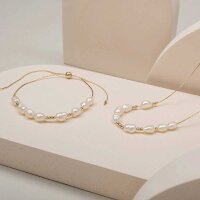 Collana Familytie (Perla/Oro) - Collana sottile con pendente in perla - Holzkern Modello: Jewelry