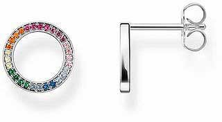 Orecchini a perno con cerchi e pietre - 925 argento sterling