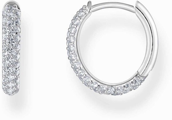 Orecchini a cerchio argentati con decorazioni in zirconi - Thomas Sabo Modello: CR730-051-14