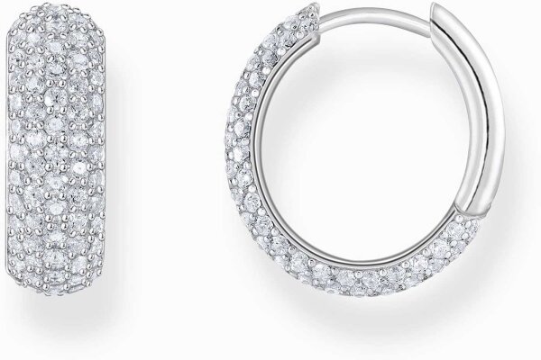 Orecchini a cerchio argentati, decorati con piccoli zirconi bianchi - Thomas Sabo Modello: CR731-051-14