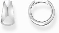 Orecchini a cerchio argentati, con forma trapezoidale ed...