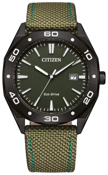 Citizen orologio da uomo modello: BM7635-0X con quadrante verde e cinturino in tessuto