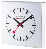 Mondaine Wanduhr Modell: A990.CLOCK.10SBB mit weißem Alugehäuse