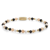 Bracciale in pietre da 4 mm (Spinello nero, Perla di...