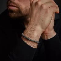 Bracciale in pietra naturale grigia a forma di disco da 6...