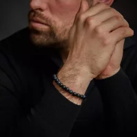 Bracciale in pietre di occhio di tigre blu scuro di 8 mm...