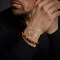 Bracciale in pietre di occhio di tigre da 8 mm con...