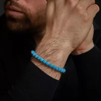 Bracciale in pietre di turchese da 8 mm con chiusura in...