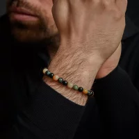 Bracciale in pietre preziose di 8 mm di riolite,...