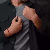 Bracciale in pietre preziose rosse di 8 mm con chiusura...