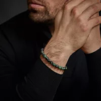 Bracciale in pietre di riolite da 8 mm con chiusura in...